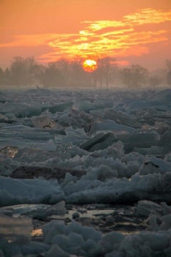 "Eisstau im Sonnenuntergang, St. Clair River", Fotorealismus, 8 x 10 Farbdruck