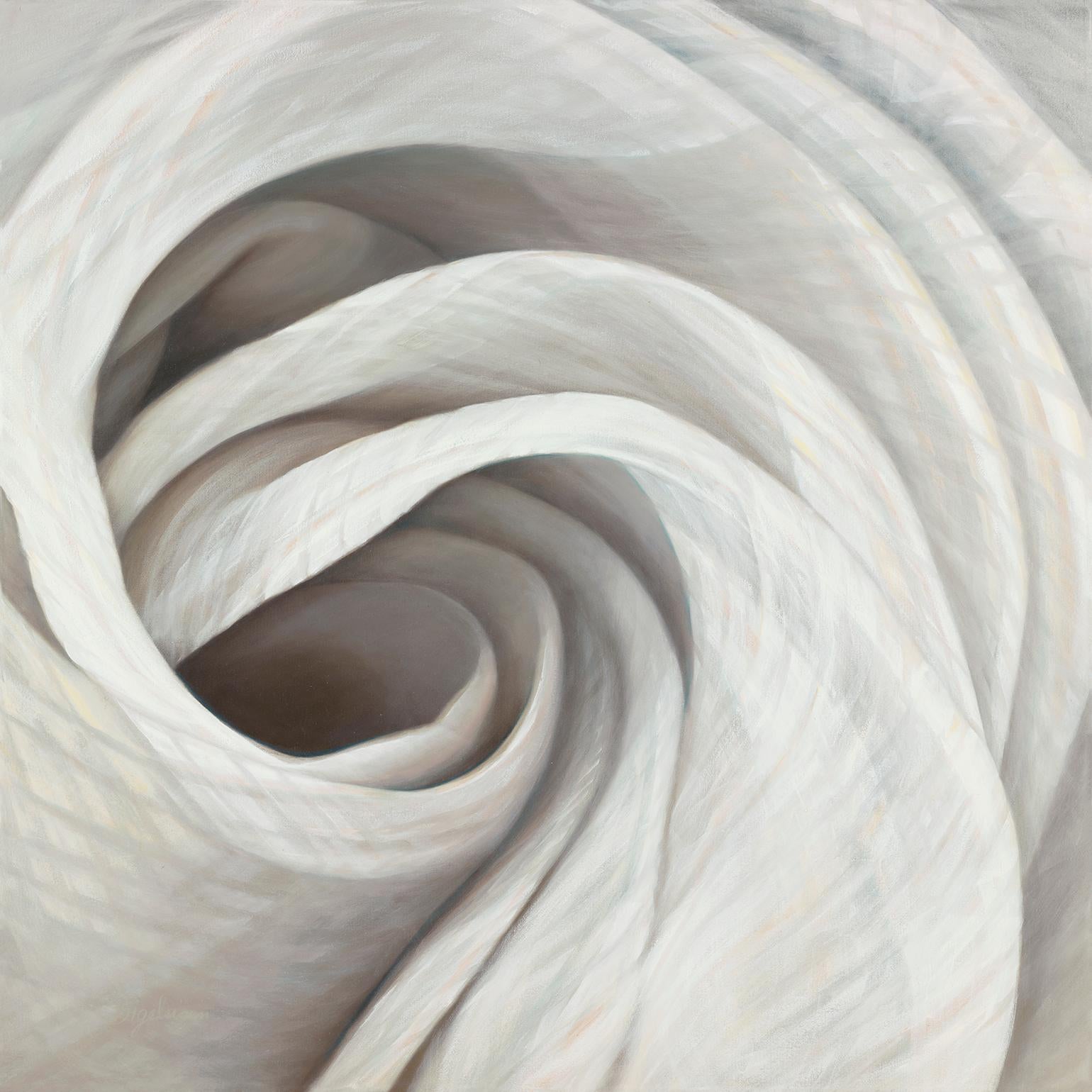 Deborah Bigeleisen Landscape Painting - Dynamism 8 -Soft Grey 40 X 40