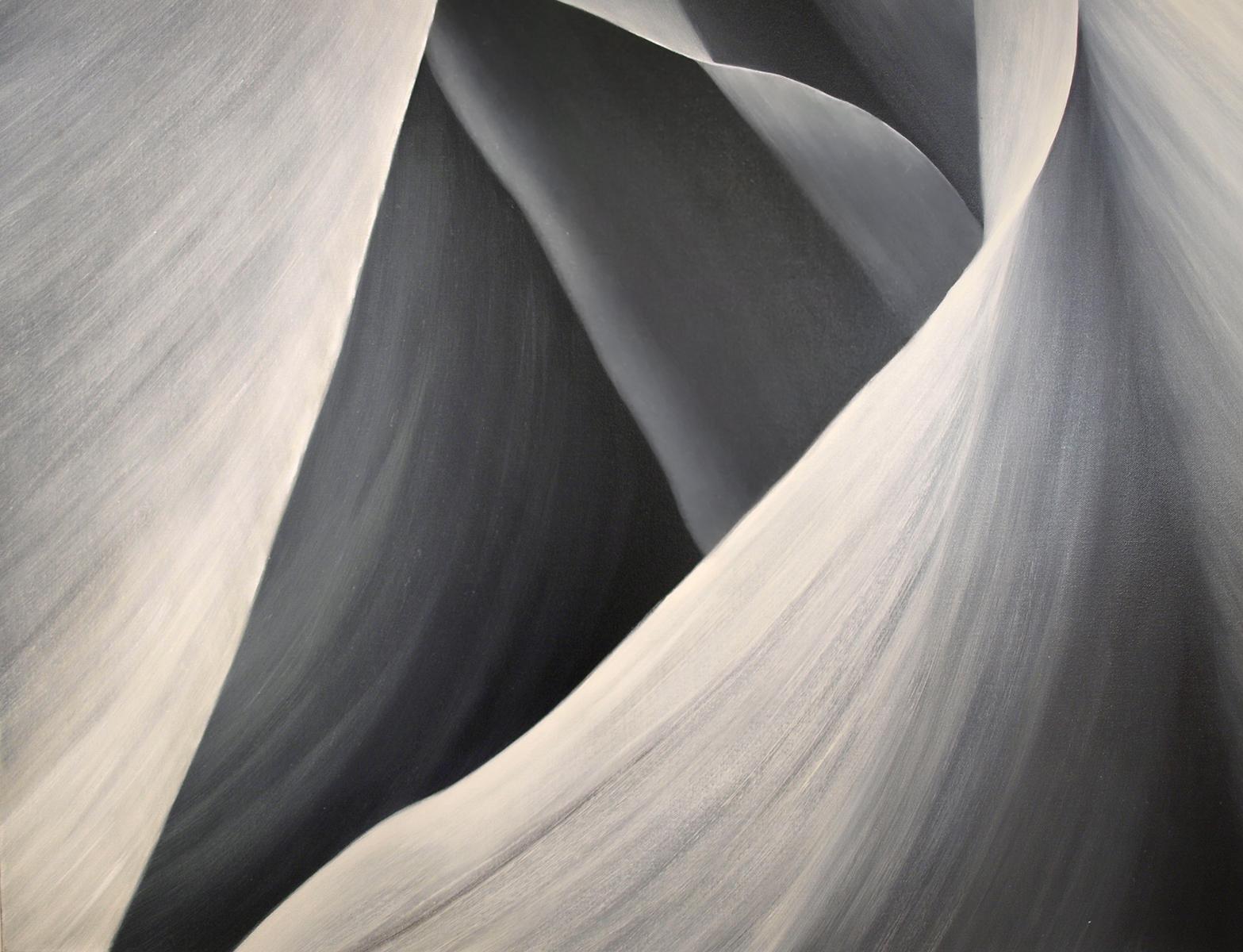 Grey Petals Untitled 29 40 X 40 - Abstract Expressionist Painting by Deborah Bigeleisen