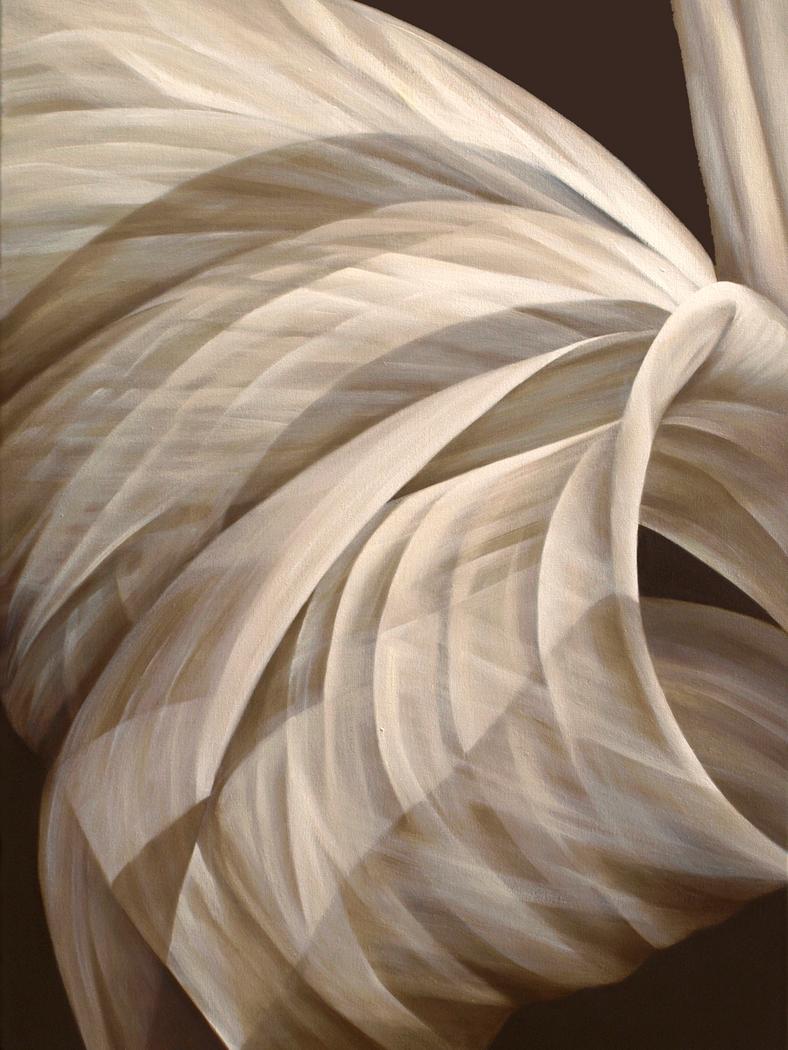 Deborah Bigeleisen Abstract Painting - Taupe Leaves-Untitled 7- 28" X 21"
