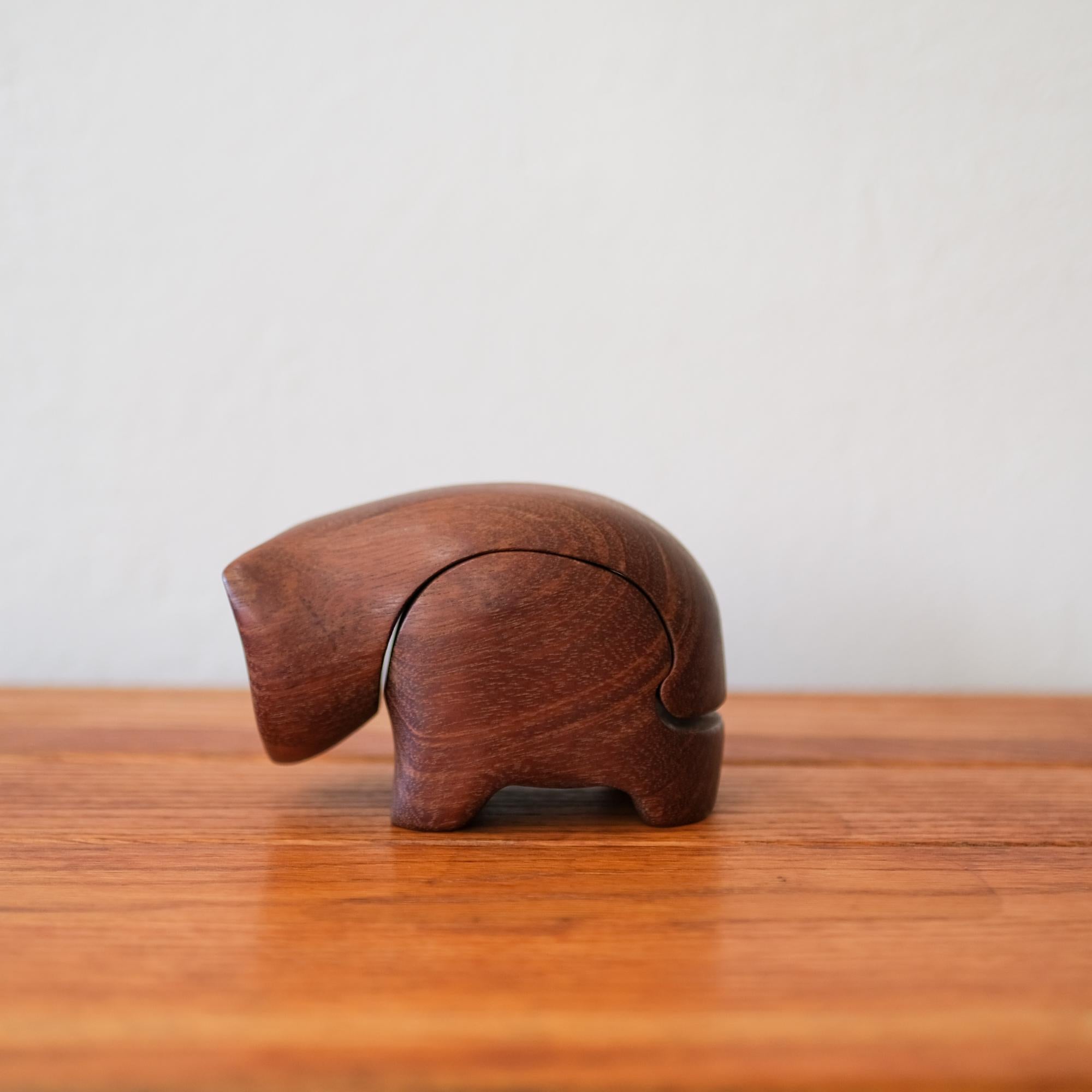 Deborah Bump ring / jewelry box. Carved solid walnut. Signed and dated, 1979.