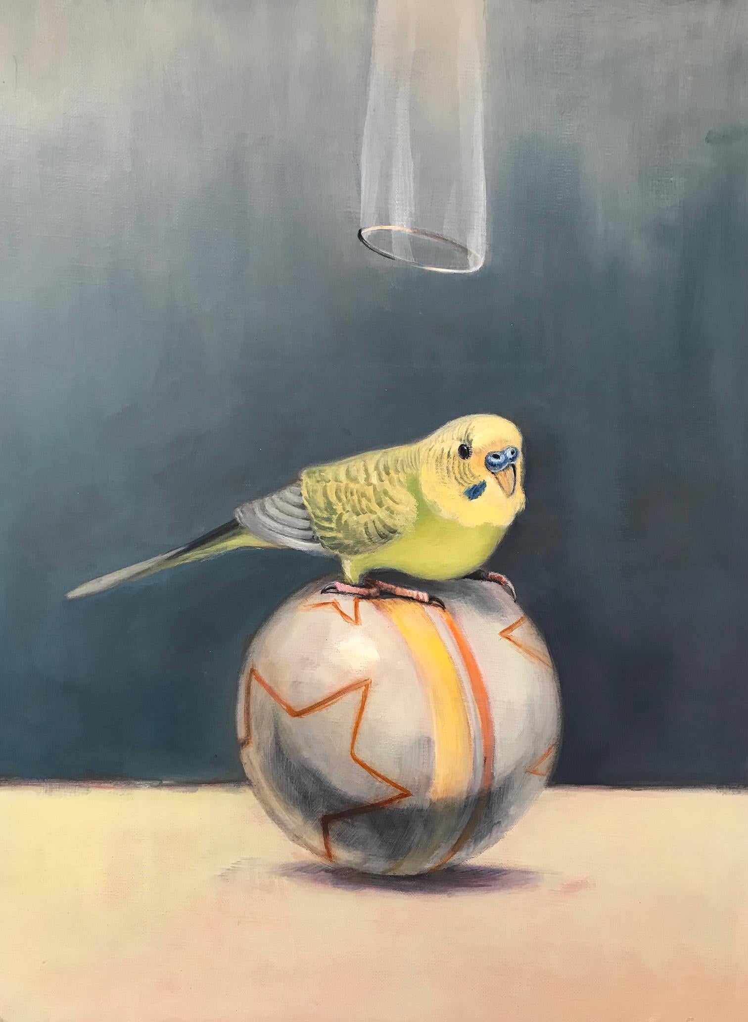Deborah Davidson Animal Painting - Parakeet and Halo