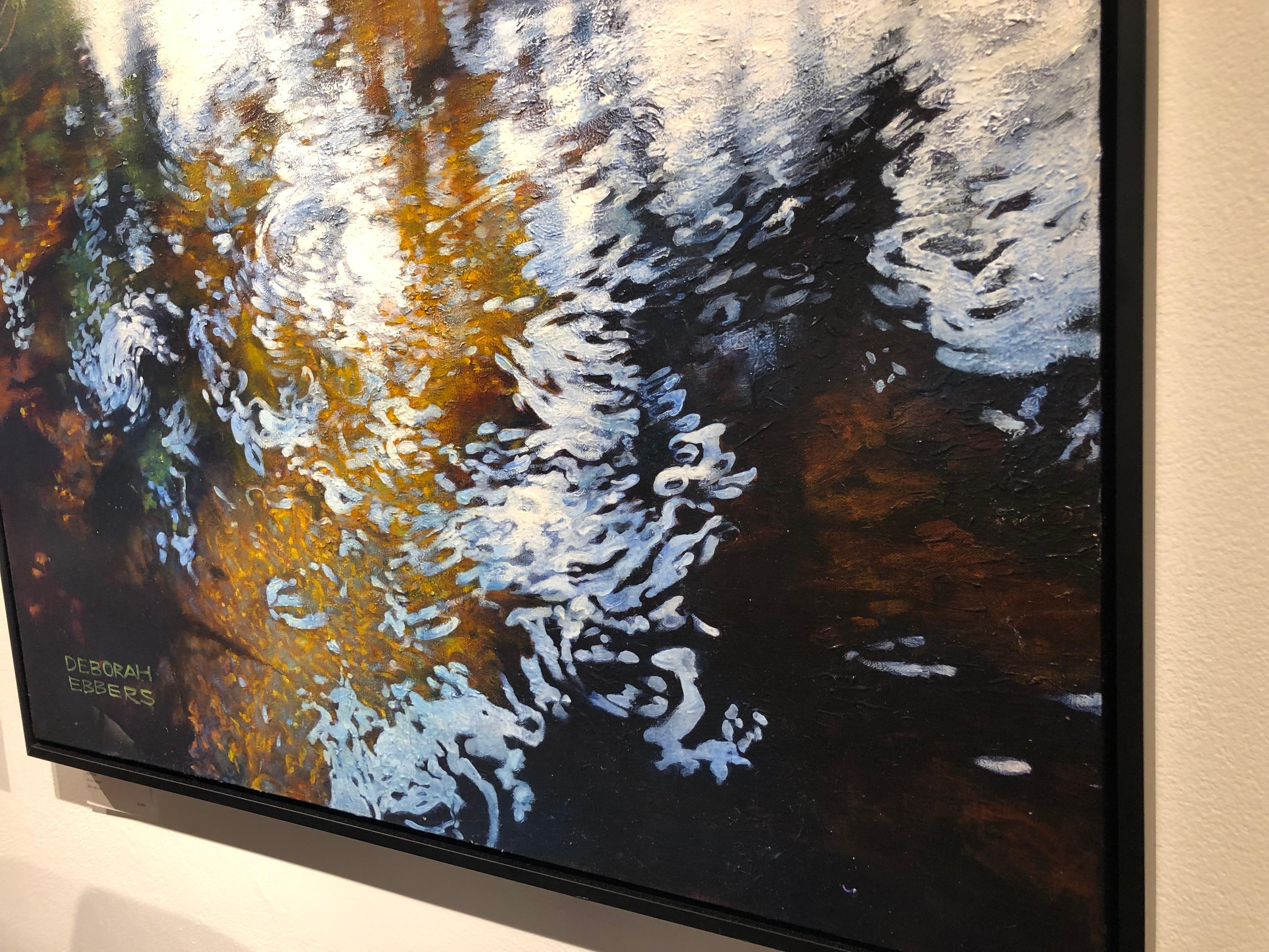 Light Play - Oil on Canvas Painting of Water and Trees with Reflecting Light 8