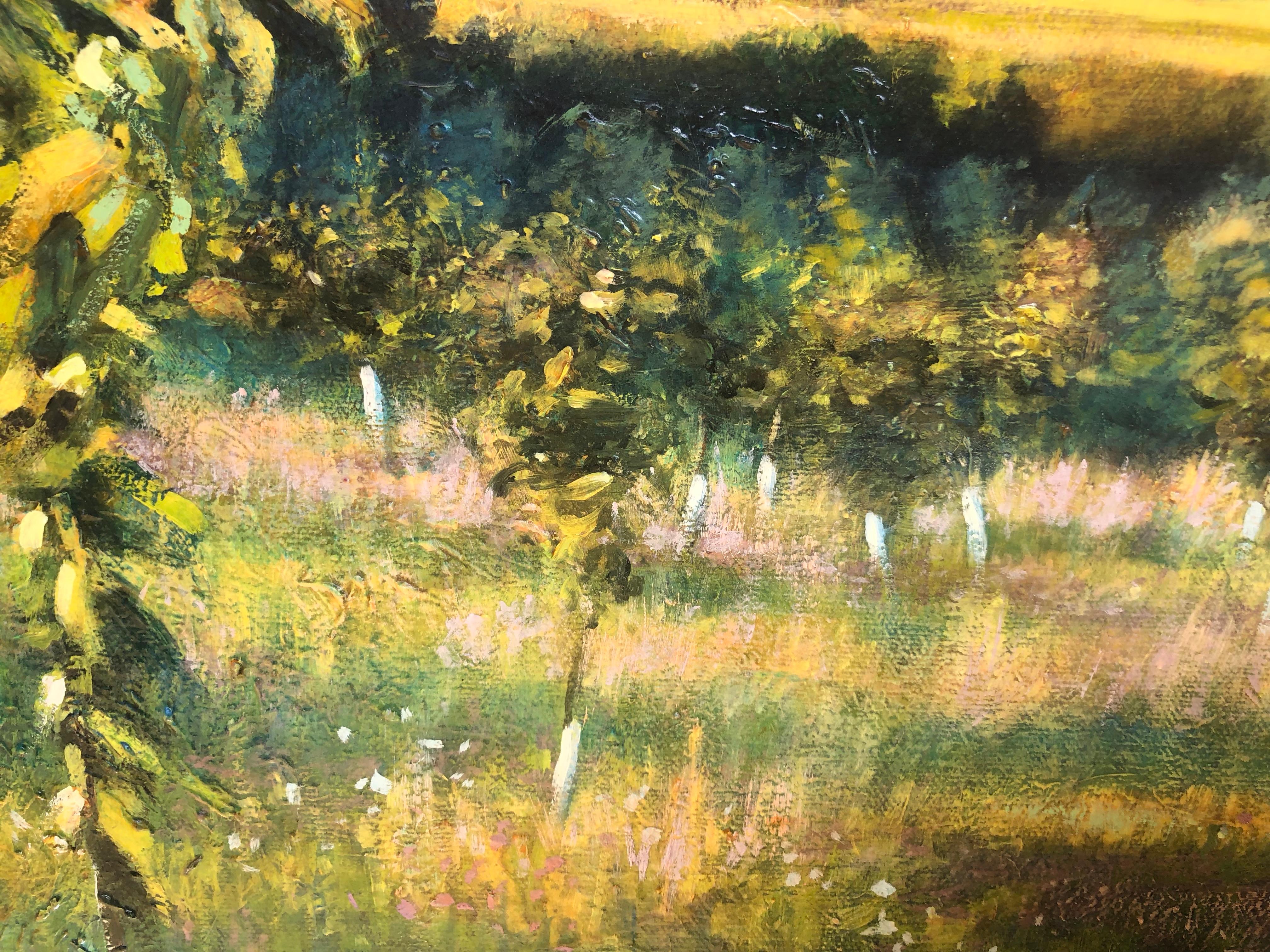Orchard Path - Original Oil Painting of Orchard and Hills Bathed in Spring Light 6