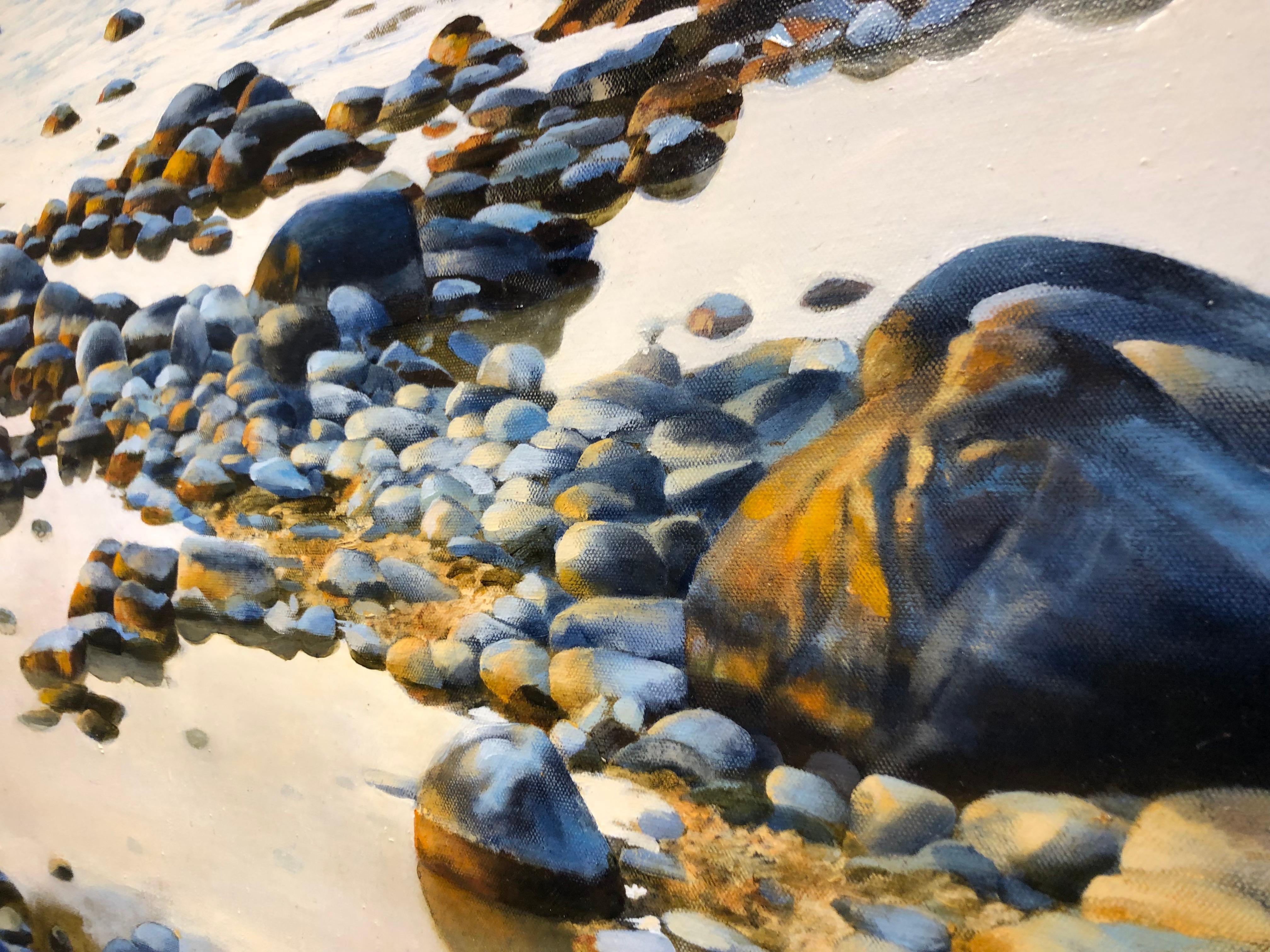 Song of Stones, Rocky Beach of Northern Michigan, Original Oil on Canvas 3