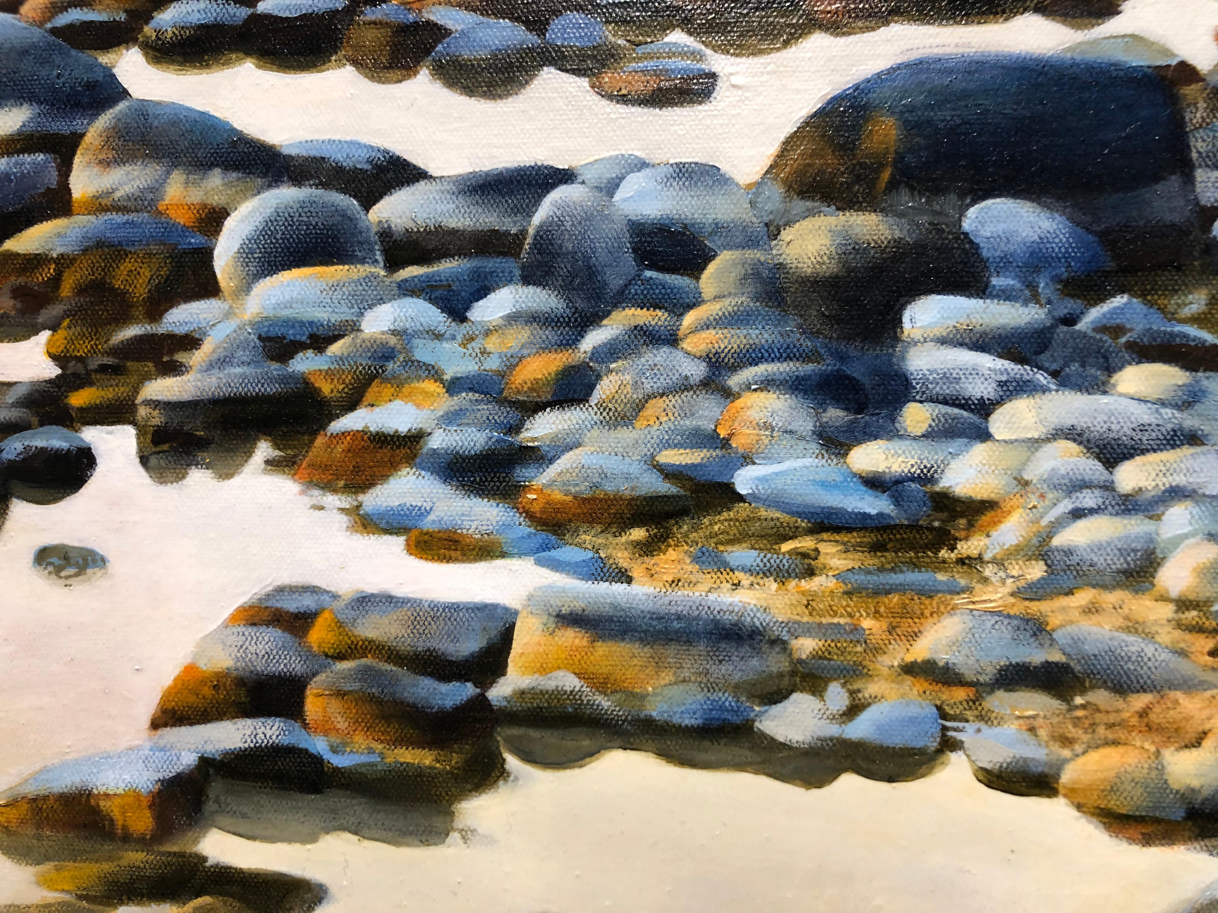Song of Stones, Rocky Beach of Northern Michigan, Original Oil on Canvas 4
