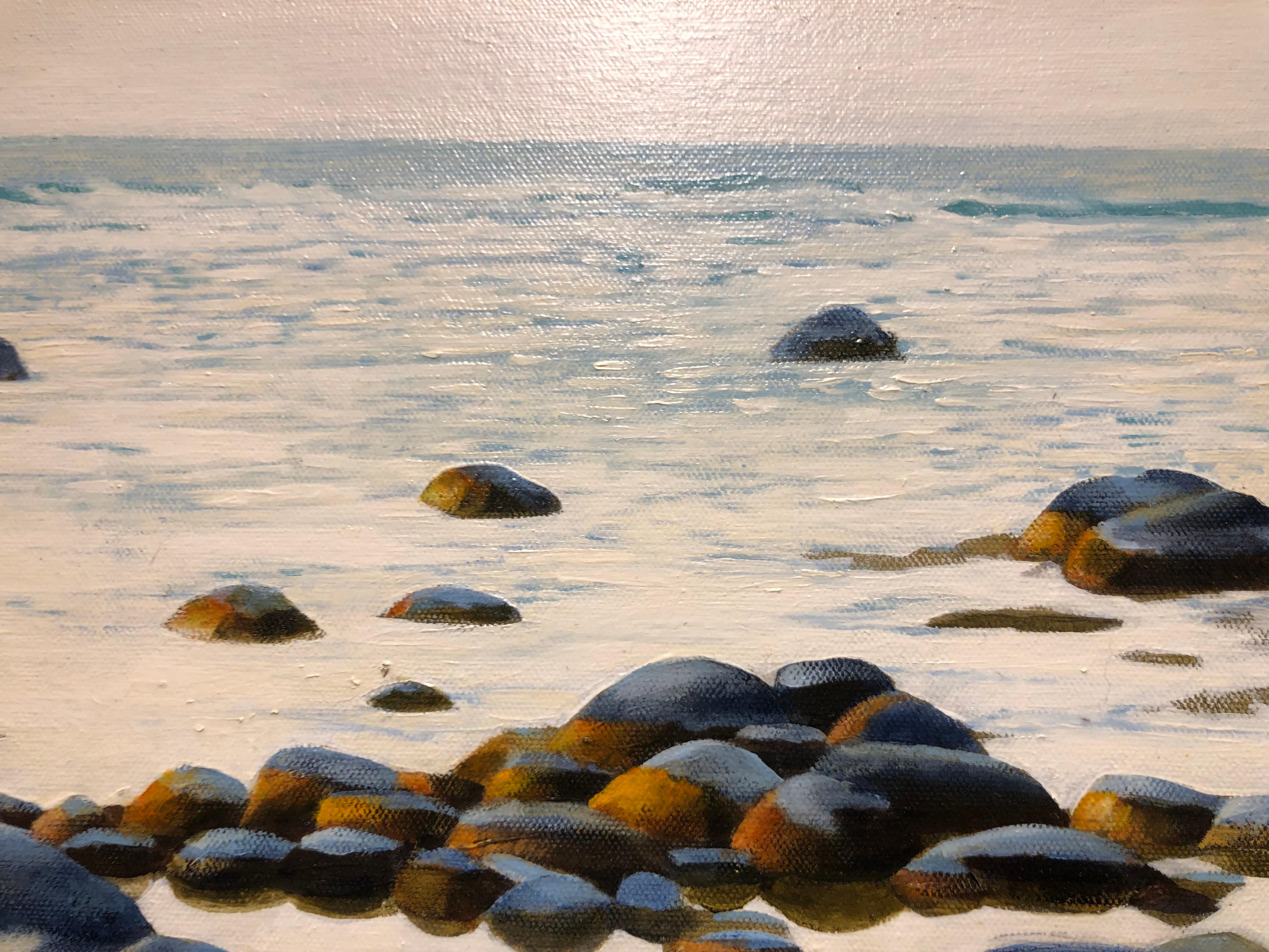Song of Stones, Rocky Beach of Northern Michigan, Original Oil on Canvas 5