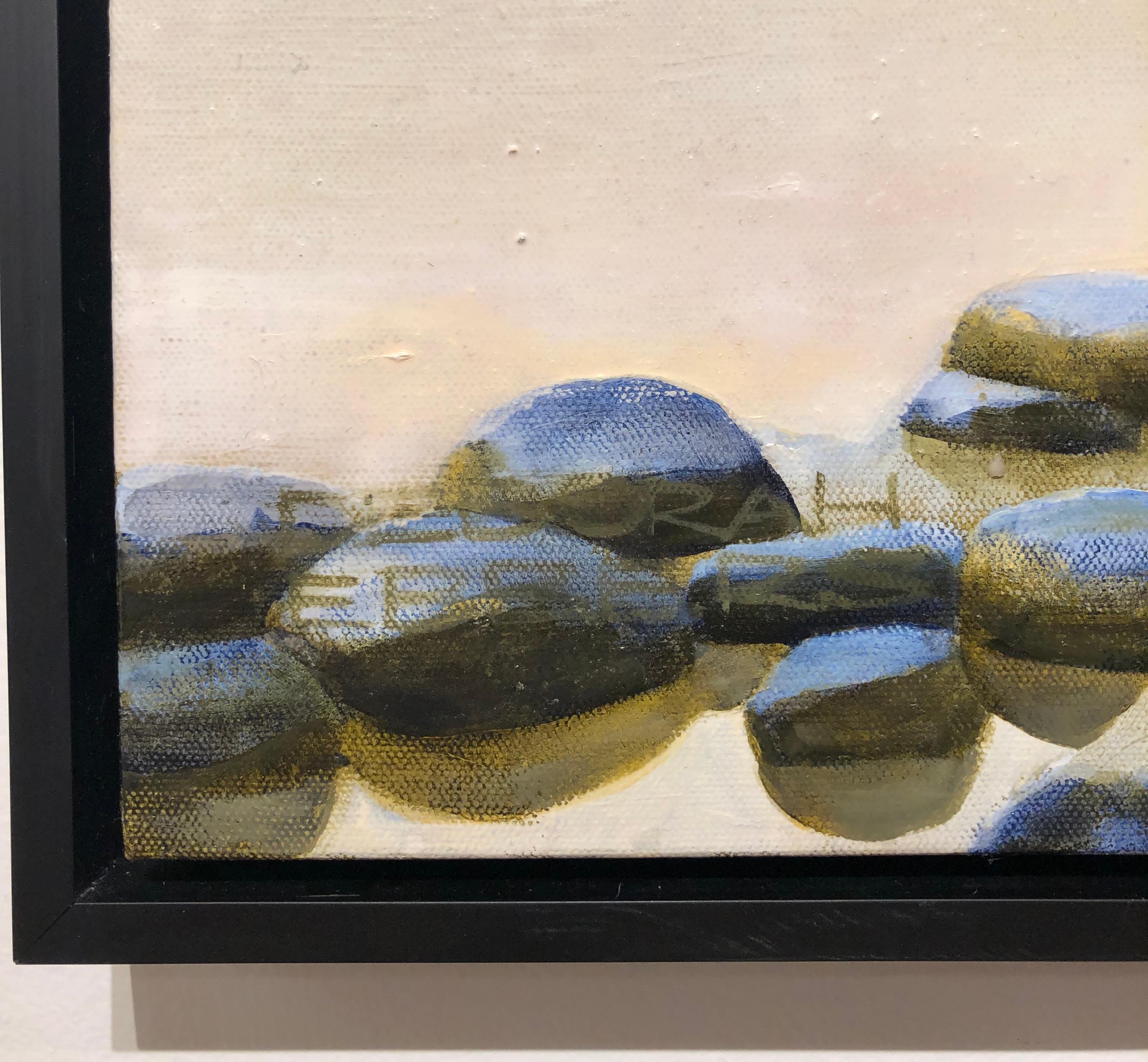 Song of Stones, Rocky Beach of Northern Michigan, Original Oil on Canvas - Contemporary Painting by Deborah Ebbers