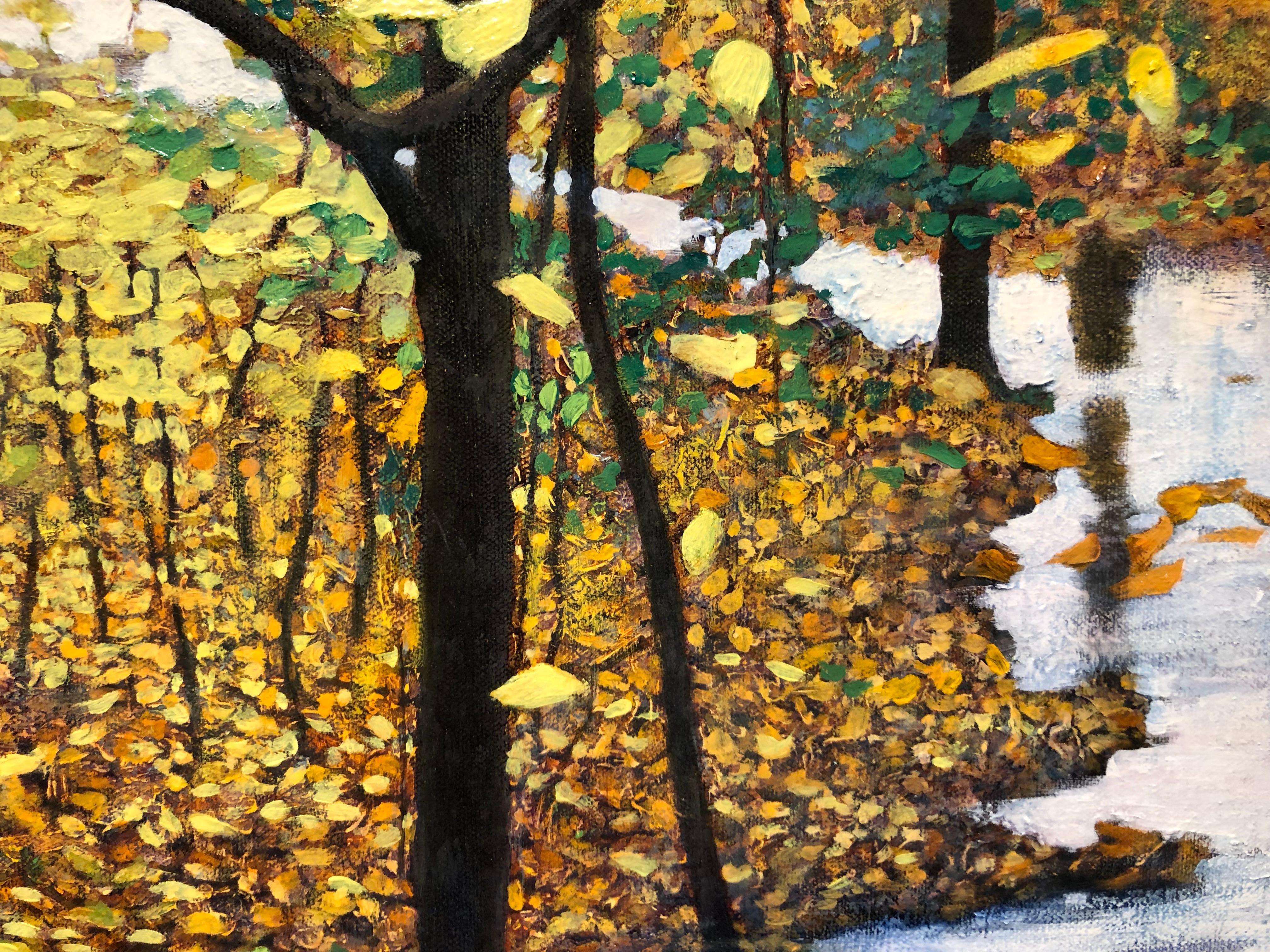 The Turning - Original Oil Painting of Stream and Trees with Leaf Covered Forest 6