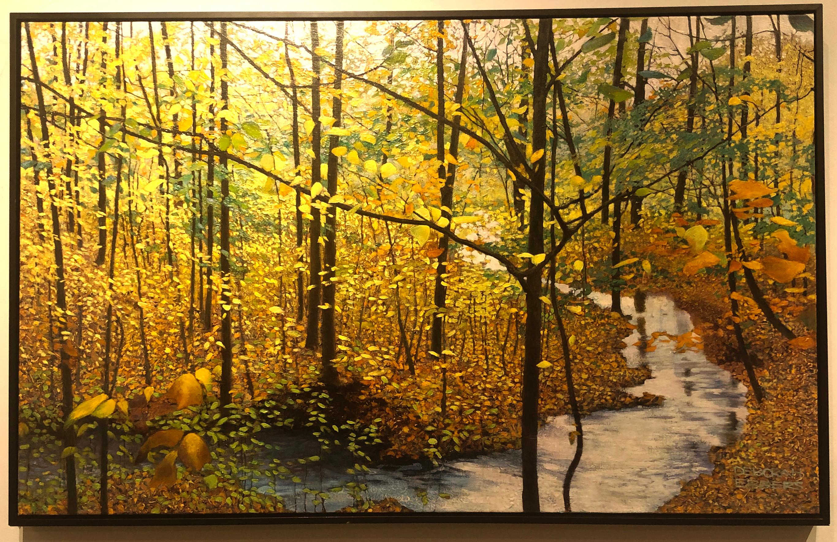 The Turning - Original Oil Painting of Stream and Trees with Leaf Covered Forest 1