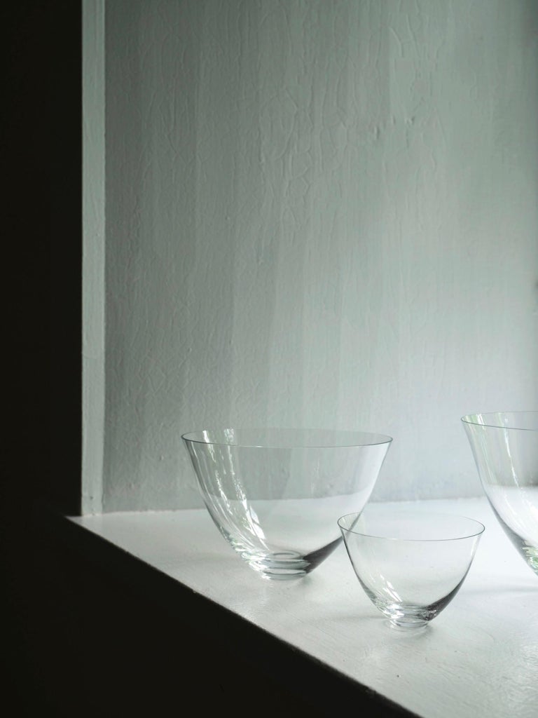 Minimalist Deborah Ehrlich Small Crystal Bowl, Hand Blown in Sweden For Sale