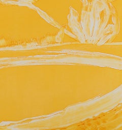 Deborah Freedman, "Watershed #20" monoprint, yellow landscape