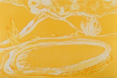Deborah Freedman, "Watershed #20" monoprint, yellow landscape