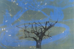 Deborah Freedman, „Watershed #8“, Monoprint, blauer und grüner Baum