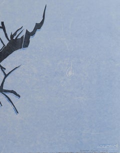 Deborah Freedman, "Watershed #9", monoprint, albero blu
