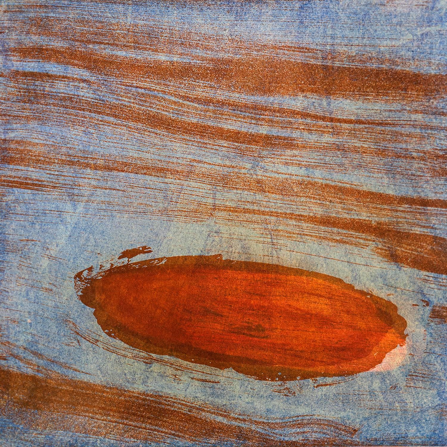 Deborah Freedman Landscape Print - "Shandaken Nine”, Catskill mountain abstract landscape print, orange, blue.