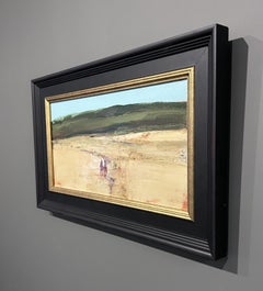 Deborah Hill, "Companions", Abstract Horses on beach Landscape Oil Painting