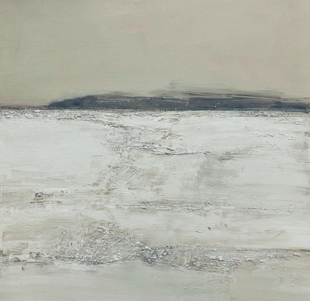 Deborah Hill, "Winter Fields III", 30x30 Winter Landscape Oil Painting on Canvas