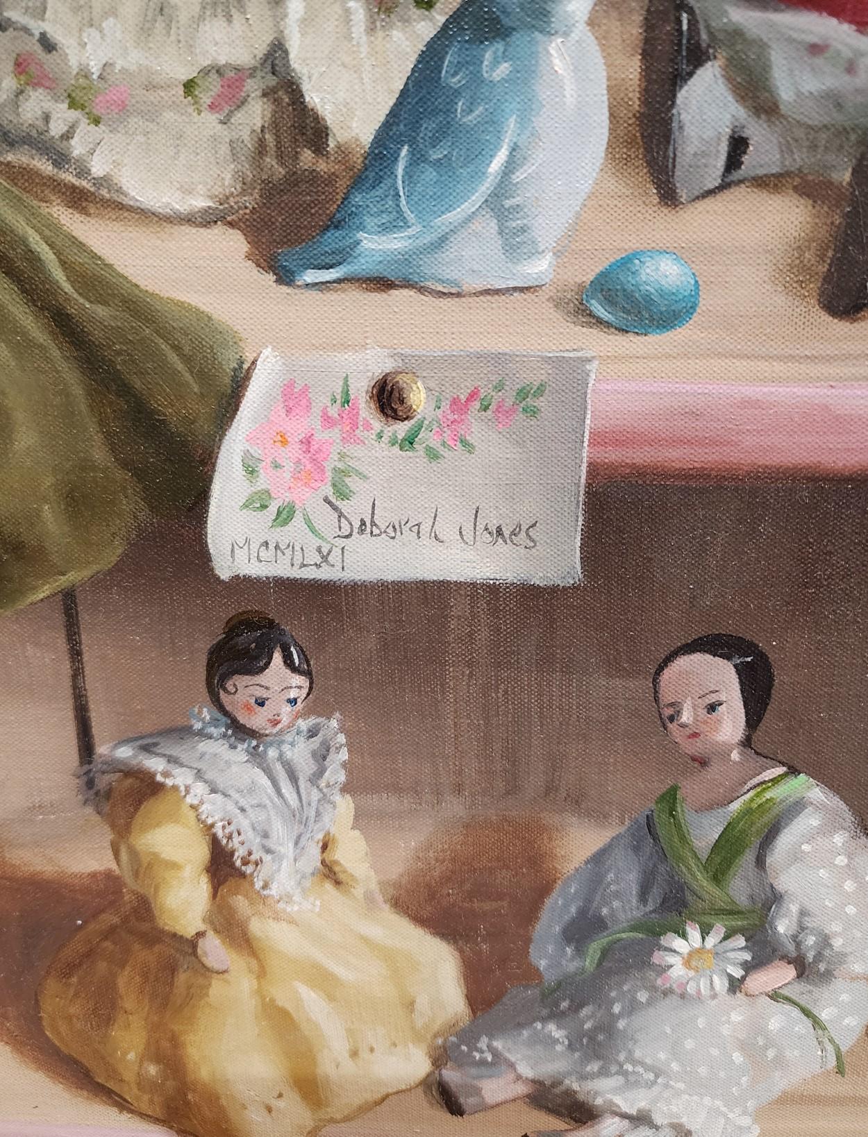Colección de Muñecas, Pájaros, Conchas, Canicas, Juguetes - Painting de Deborah Jones