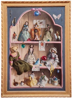 Kollektion von Puppen, Vögeln, Muscheln, Marmor, Spielzeug