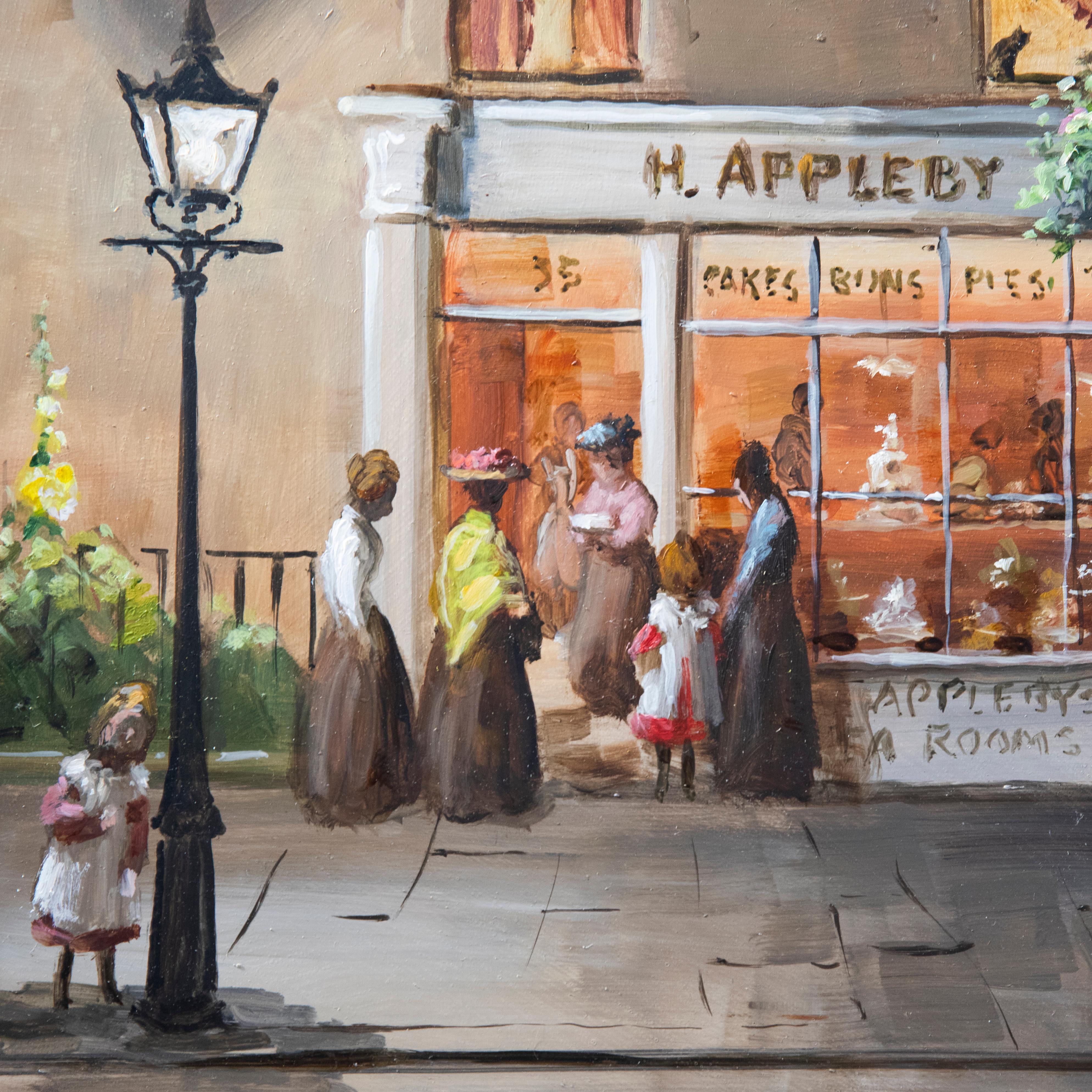 Deborah Jones (n.1922) - Óleo enmarcado del siglo XX, Salones de té H. Appleby en venta 3