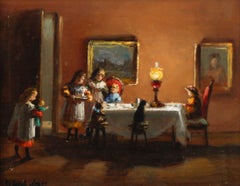 Deborah Jones (b.1922) - Framed 20th Century Oil, The Doll's Tea Party