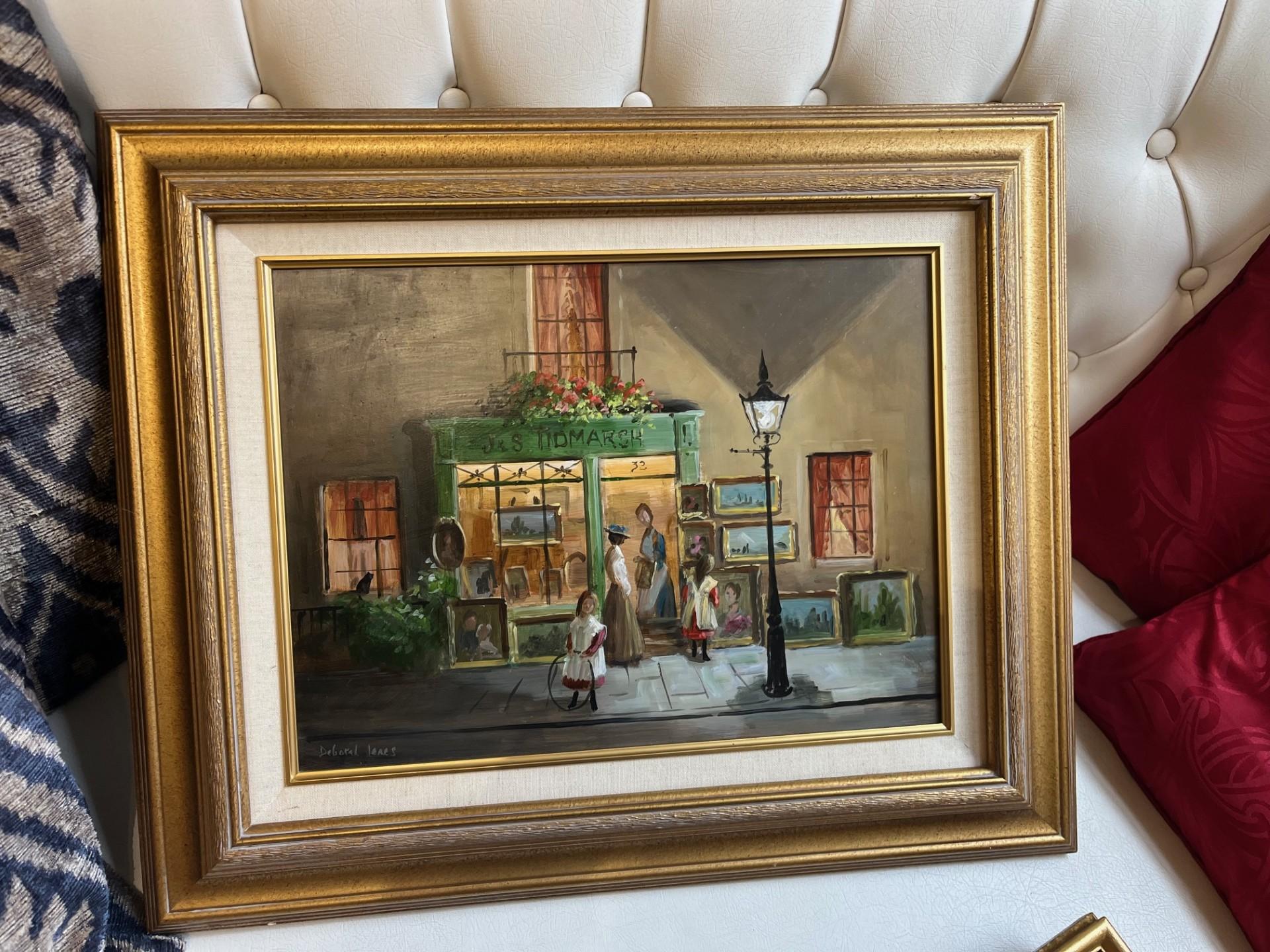 Street Scene im viktorianischen Stil mit viktorianischen Figuren, gerahmtes Ölgemälde im Angebot 1
