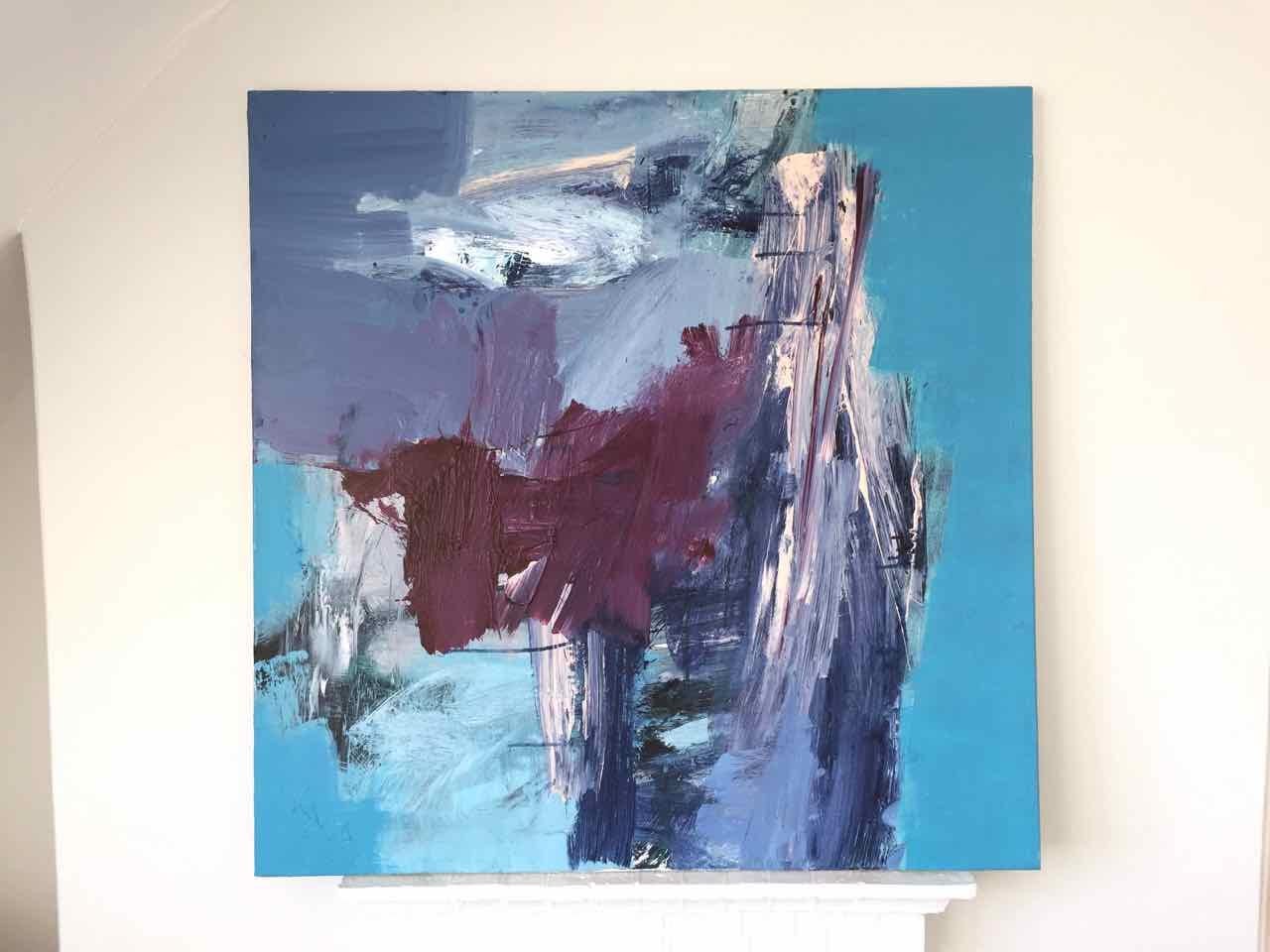 Antibes: Abstract Painting in Blues and Purples by Deborah Lanyon For Sale 1