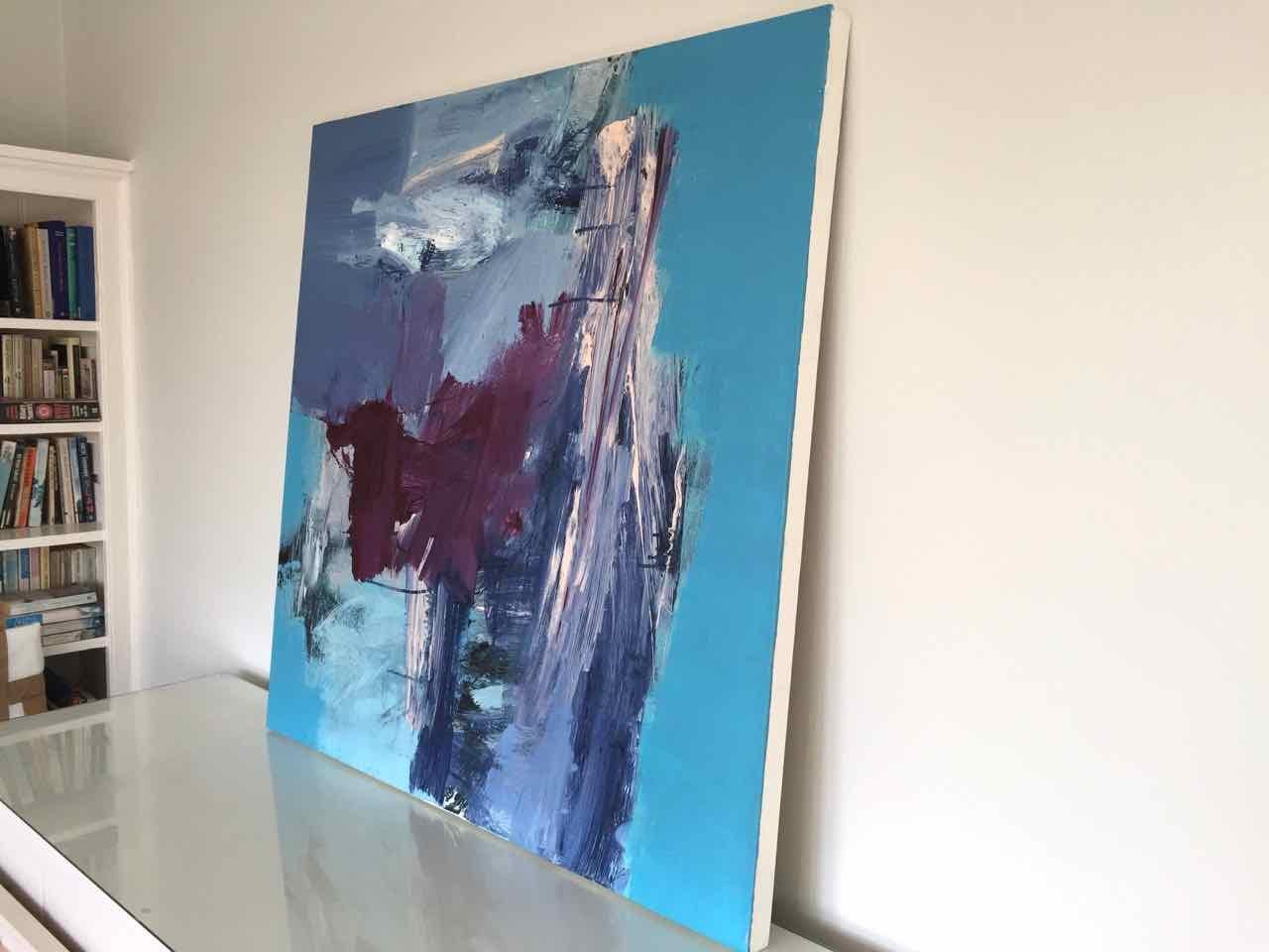 Antibes: Abstract Painting in Blues and Purples by Deborah Lanyon For Sale 2