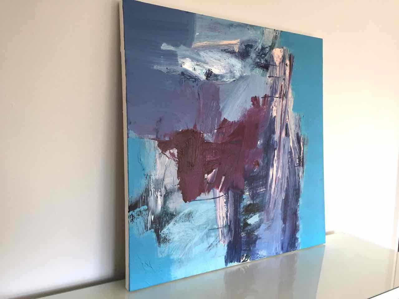 Antibes: Abstract Painting in Blues and Purples by Deborah Lanyon For Sale 3