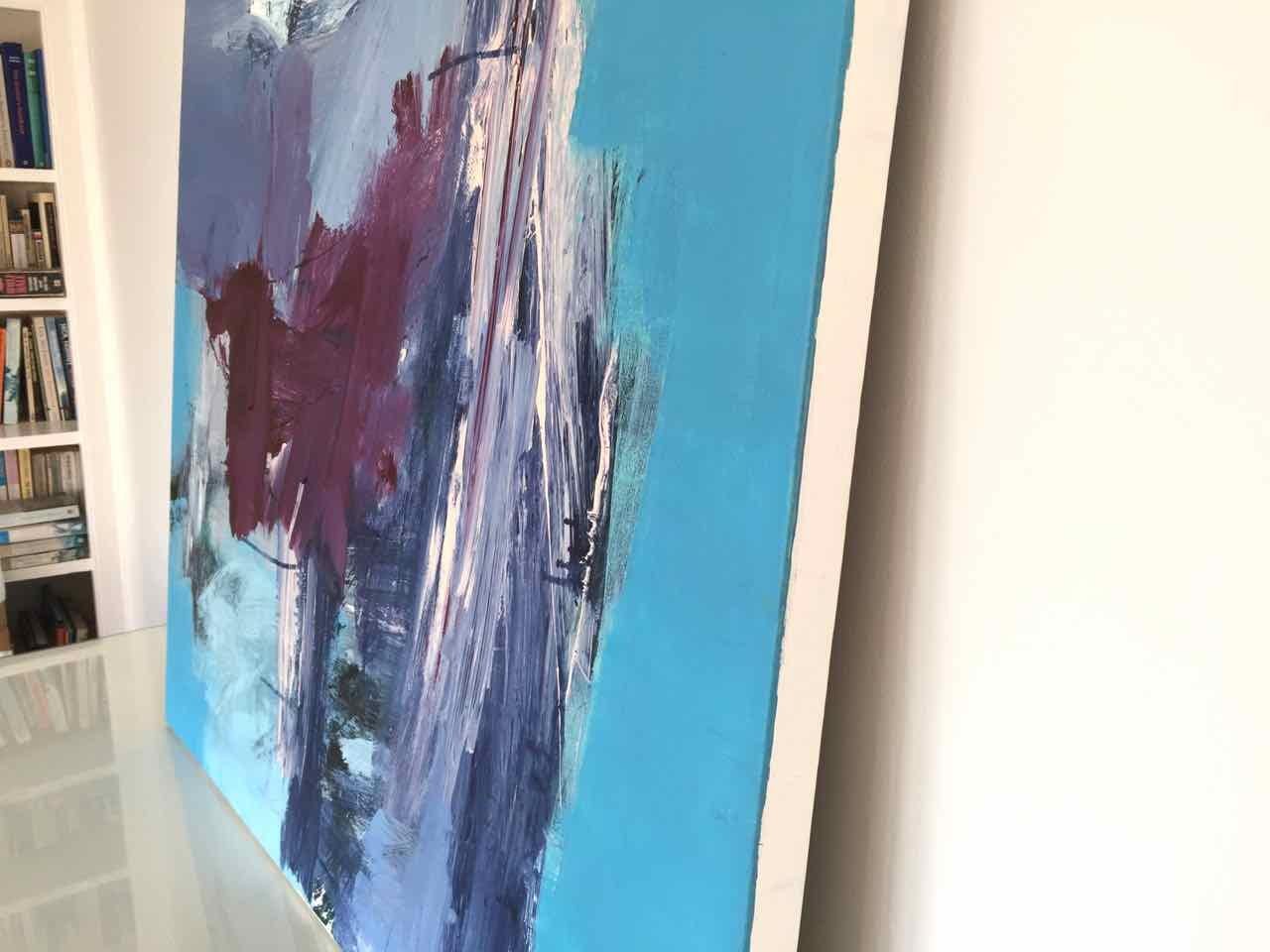 Antibes: Abstract Painting in Blues and Purples by Deborah Lanyon For Sale 4