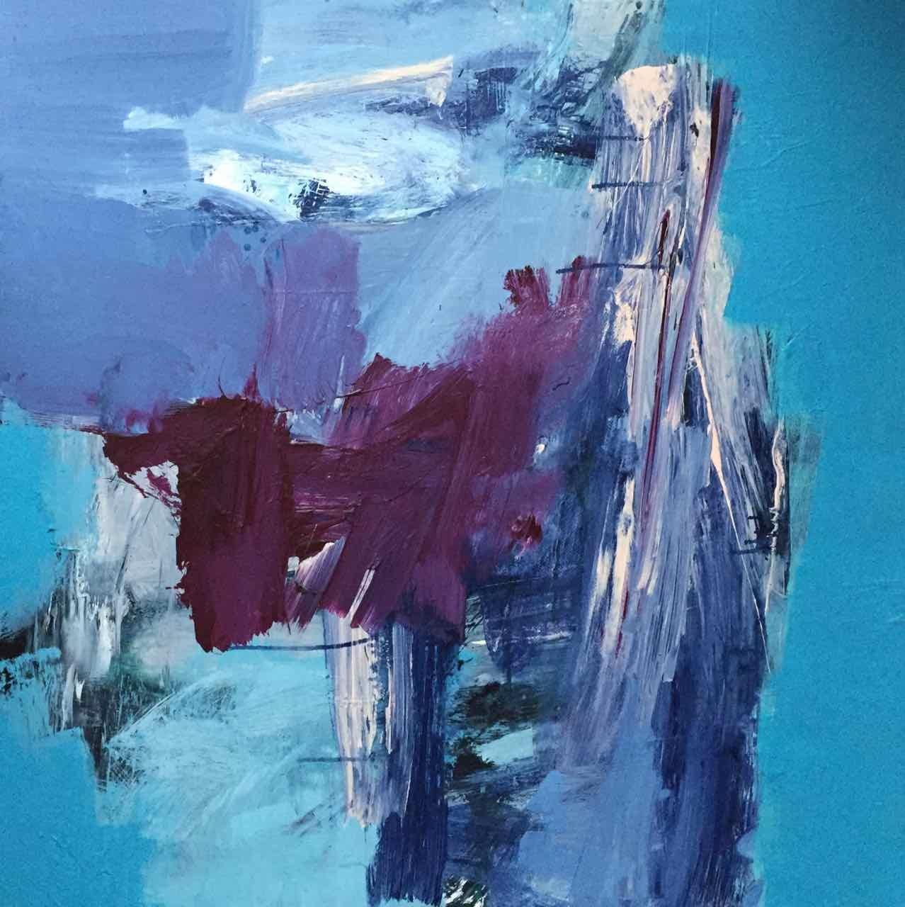 Antibes: Abstract Painting in Blues and Purples by Deborah Lanyon