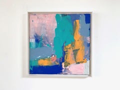 Crete: Abstract Painting by Deborah Lanyon with pink and blue