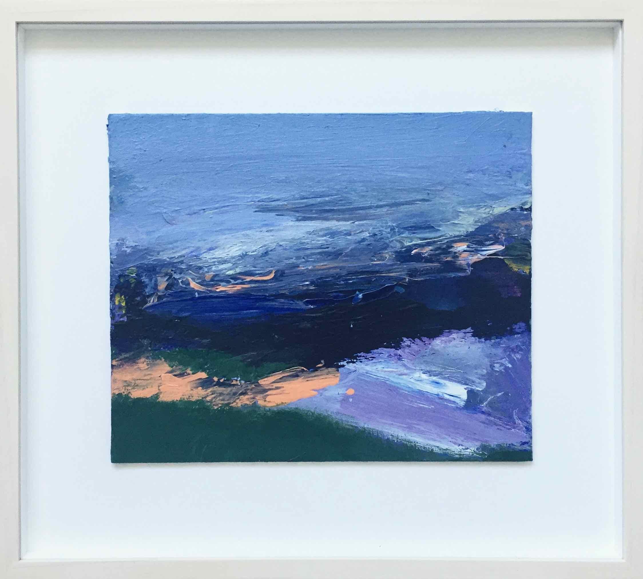 For George: Small, Abstract, Gestural Painting in Blues by Deborah Lanyon For Sale 3