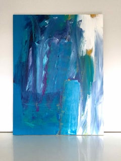 Kew Series I: Large, Abstract, Gestural Painting in Blues and Yellow