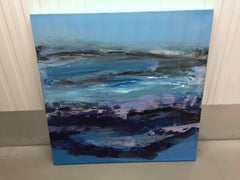 Lake Windermere: Abstract Painting in Blues and Purples by Deborah Lanyon
