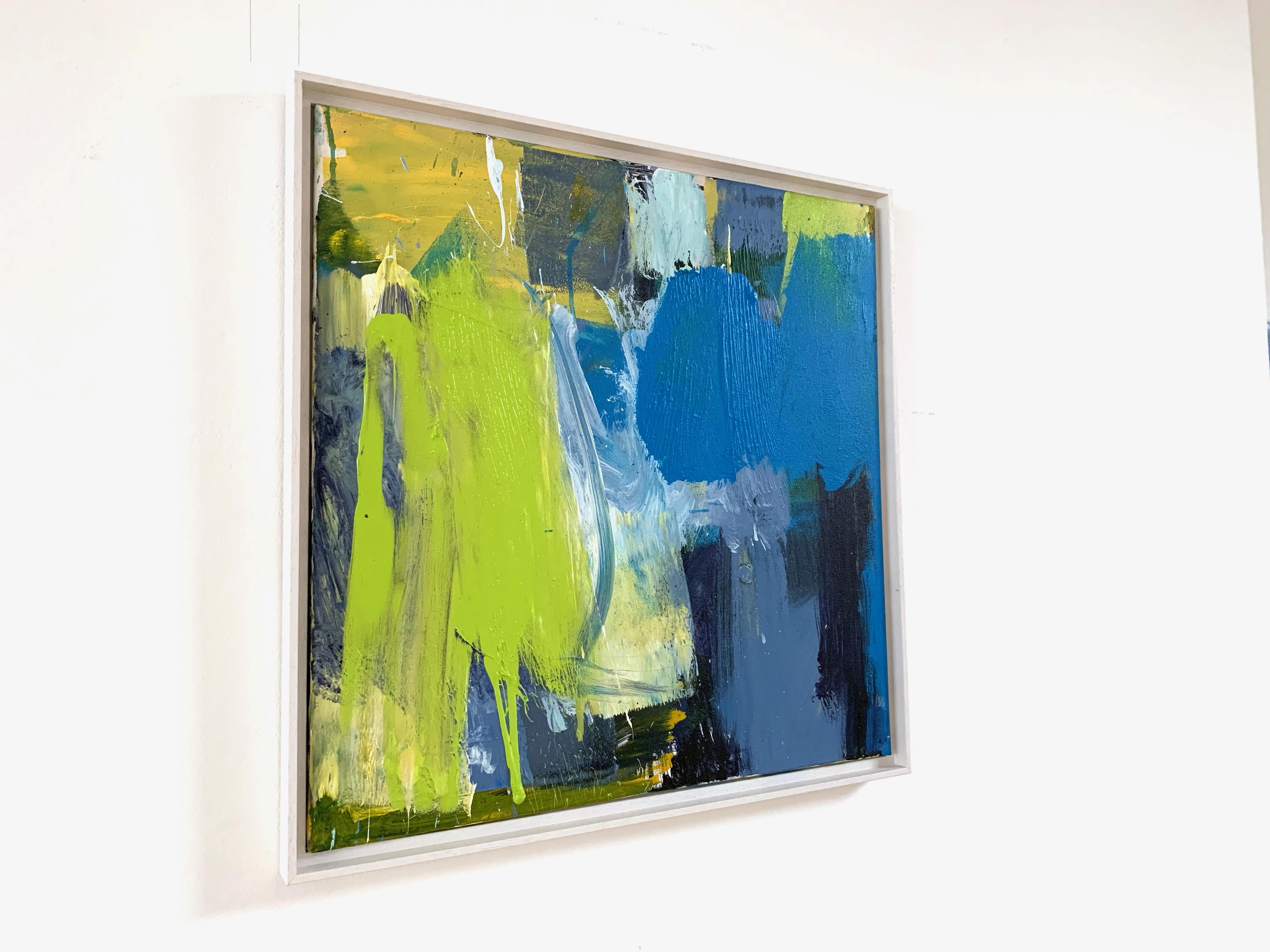 Le Jardin de la Medina: Abstract Painting by Deborah Lanyon with lime and blue For Sale 1