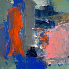 Leave Me: Abstract Painting by Deborah Lanyon with orange and blue