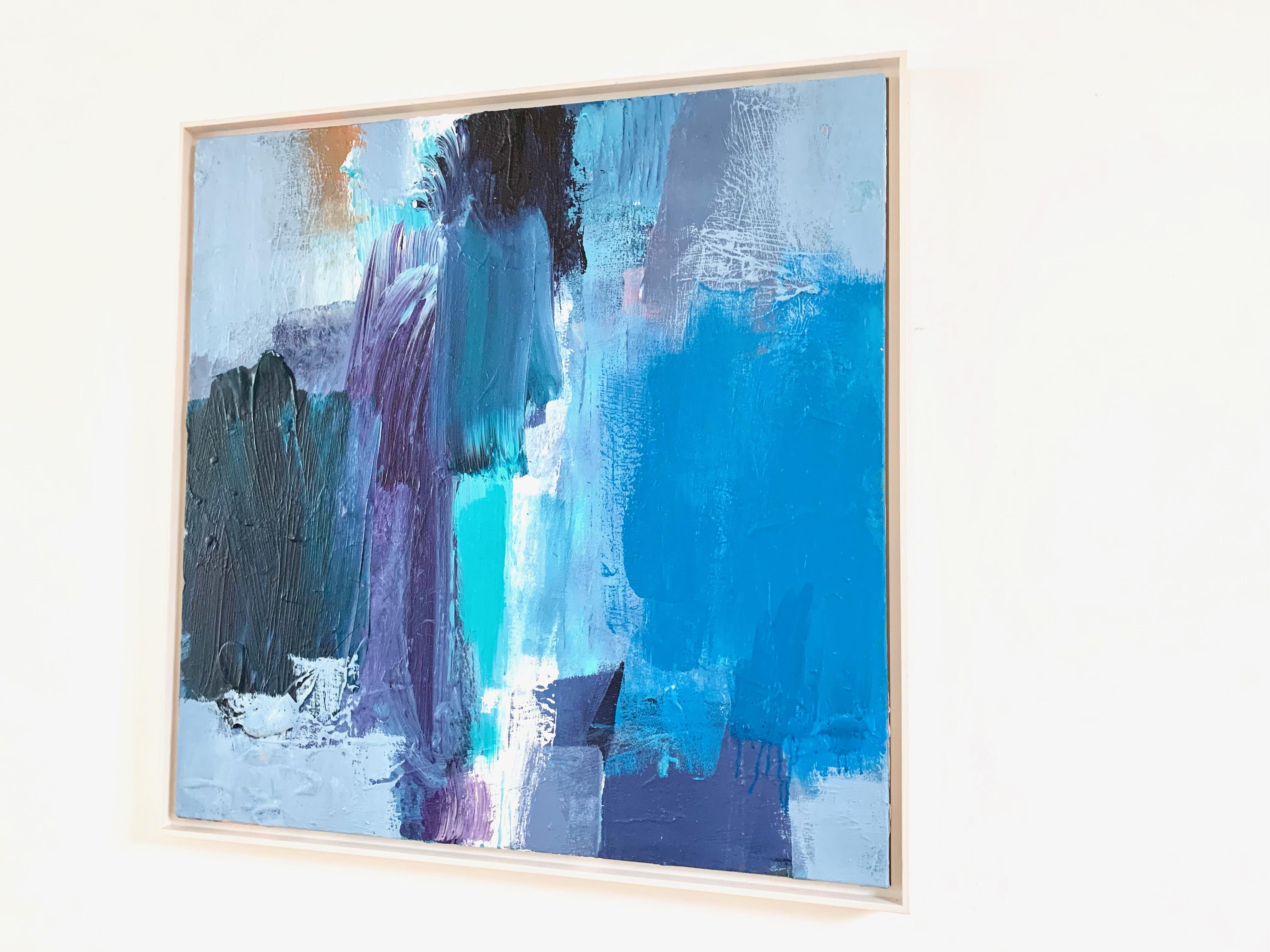Rain: Blue Abstract Painting by Deborah Lanyon For Sale 1