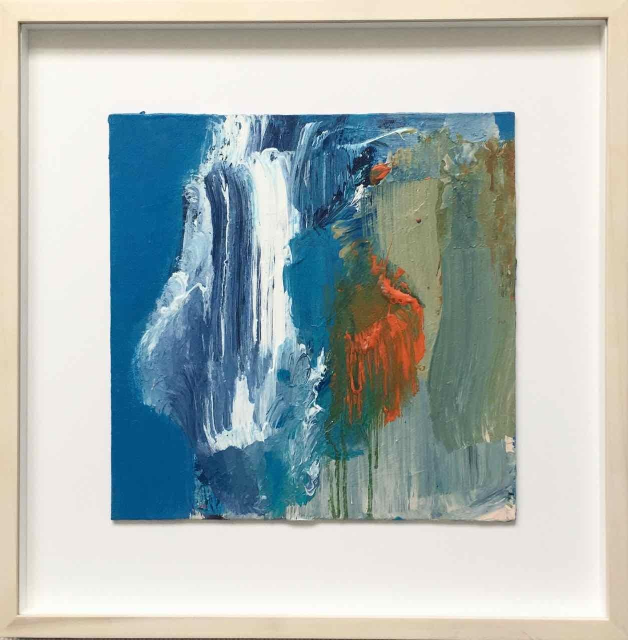 Shape of Water (small), 2017, Acrylic on stretched canvas, 18 1/10 × 18 1/10 in; 46 × 46 cm, by Deborah Lanyon

This is one of Deborah’s smaller, but still vibrant and energetic works on board.  Since her first emergence in the 1990's Deborah