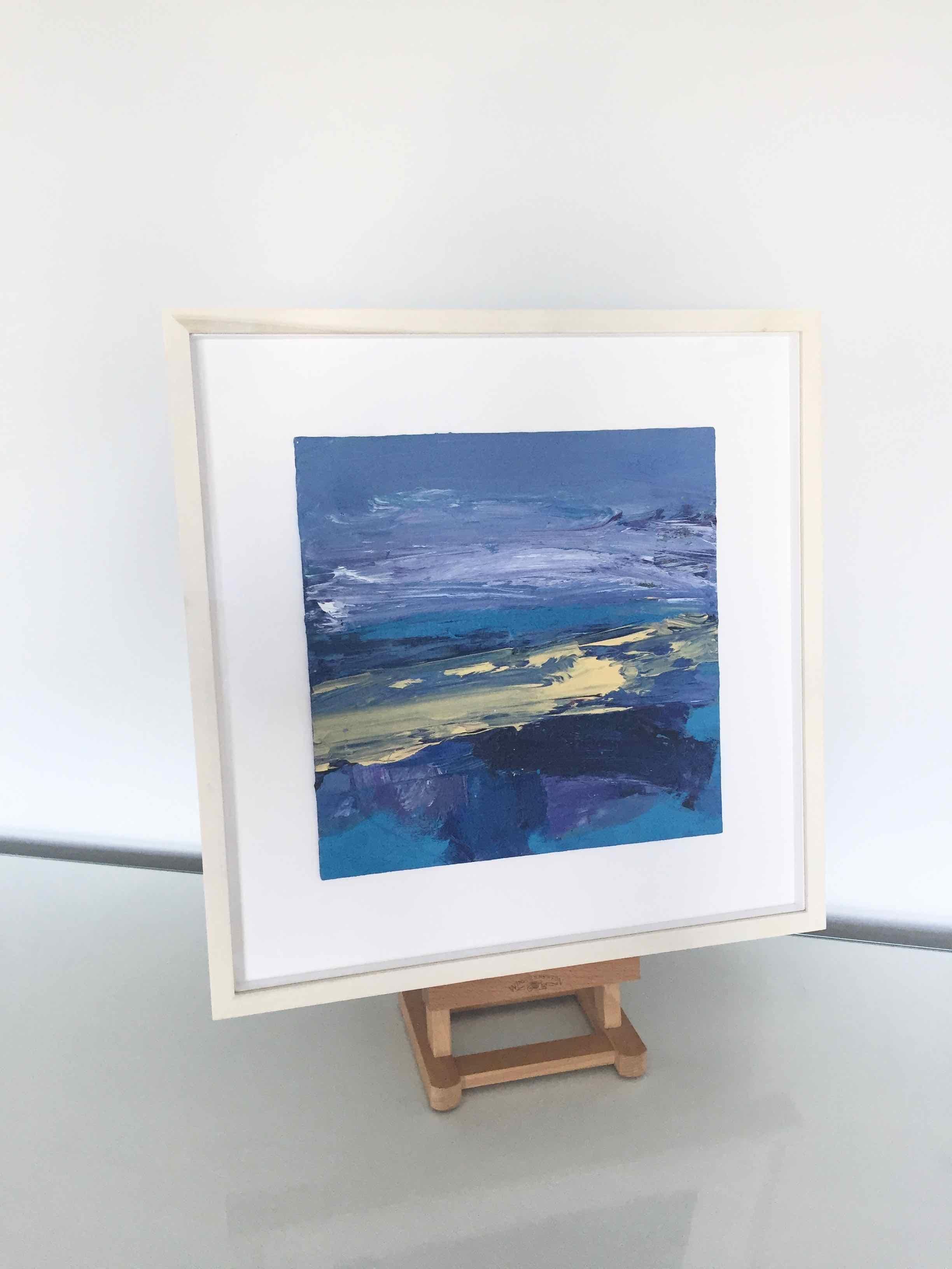 Southsands, 2017, Acrylic on board, float-mounted and framed behind UV and low-reflective glass, 18 1/10 × 18 1/10 in; 46 × 46 cm, by Deborah Lanyon

This is one of Deborah’s smaller, but still vibrant and energetic works on board.  Since her first