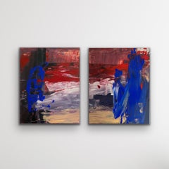 Untitled (Diptych) Abstract Painting on Canvas by Deborah Lanyon