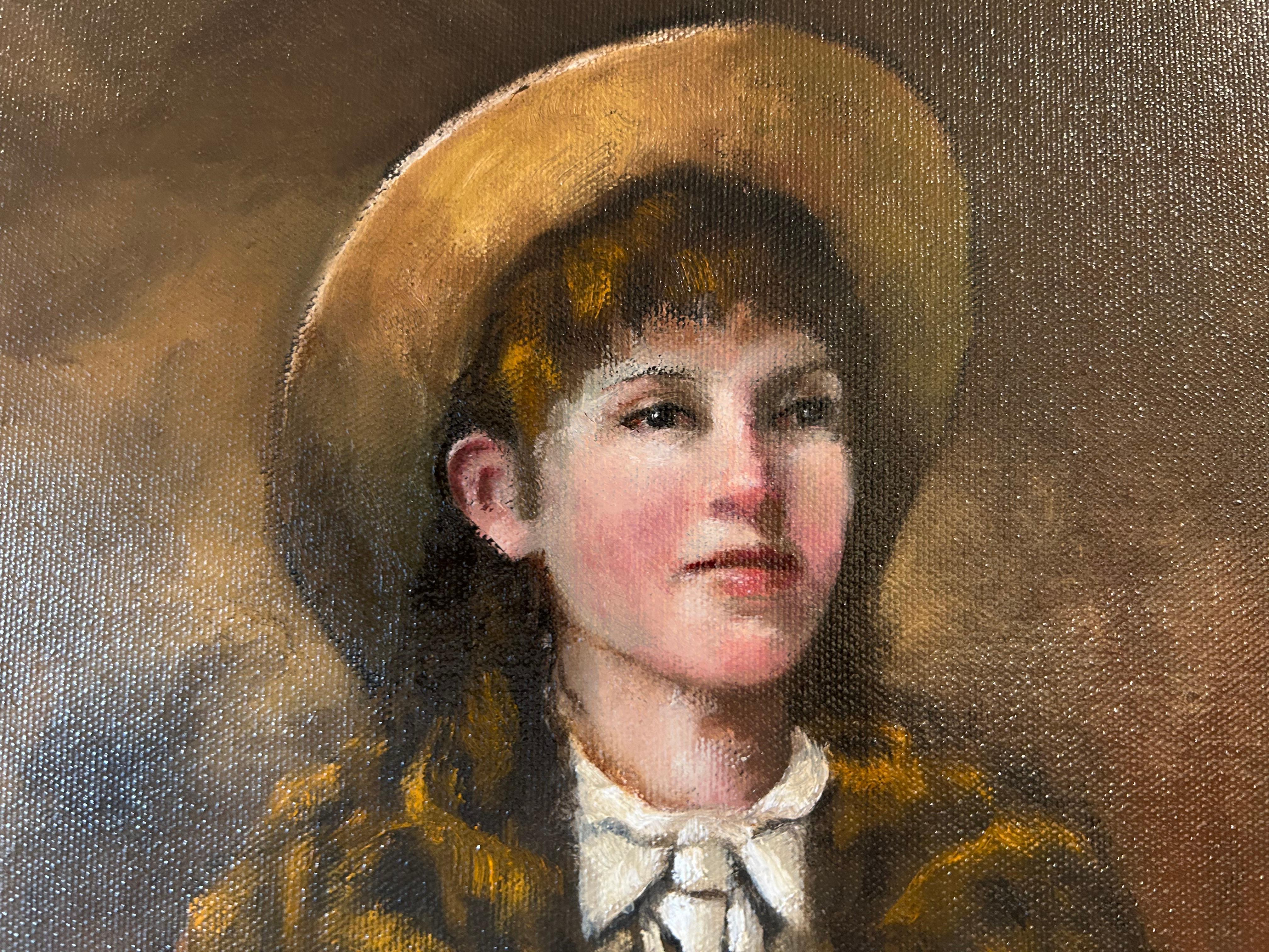 Annie Gets Her Gun Original Deborah McKenna Oil Annie Oakley Western Portrait For Sale 1