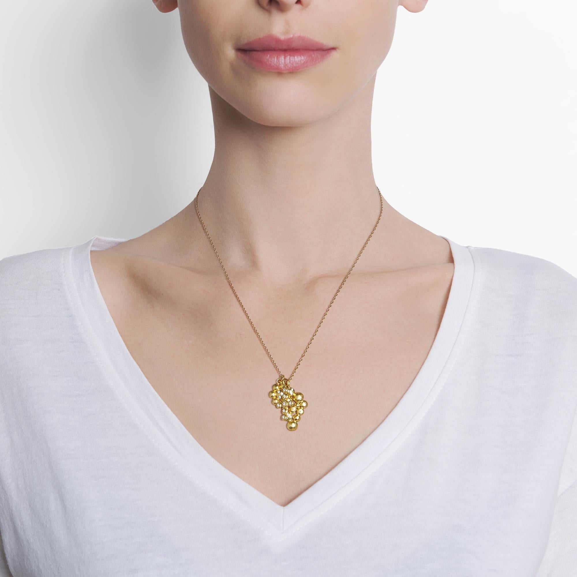 Contemporary Deborah Meyers Experience Diamonds, Gold, Grapes Cluster Charm Pendant Necklace