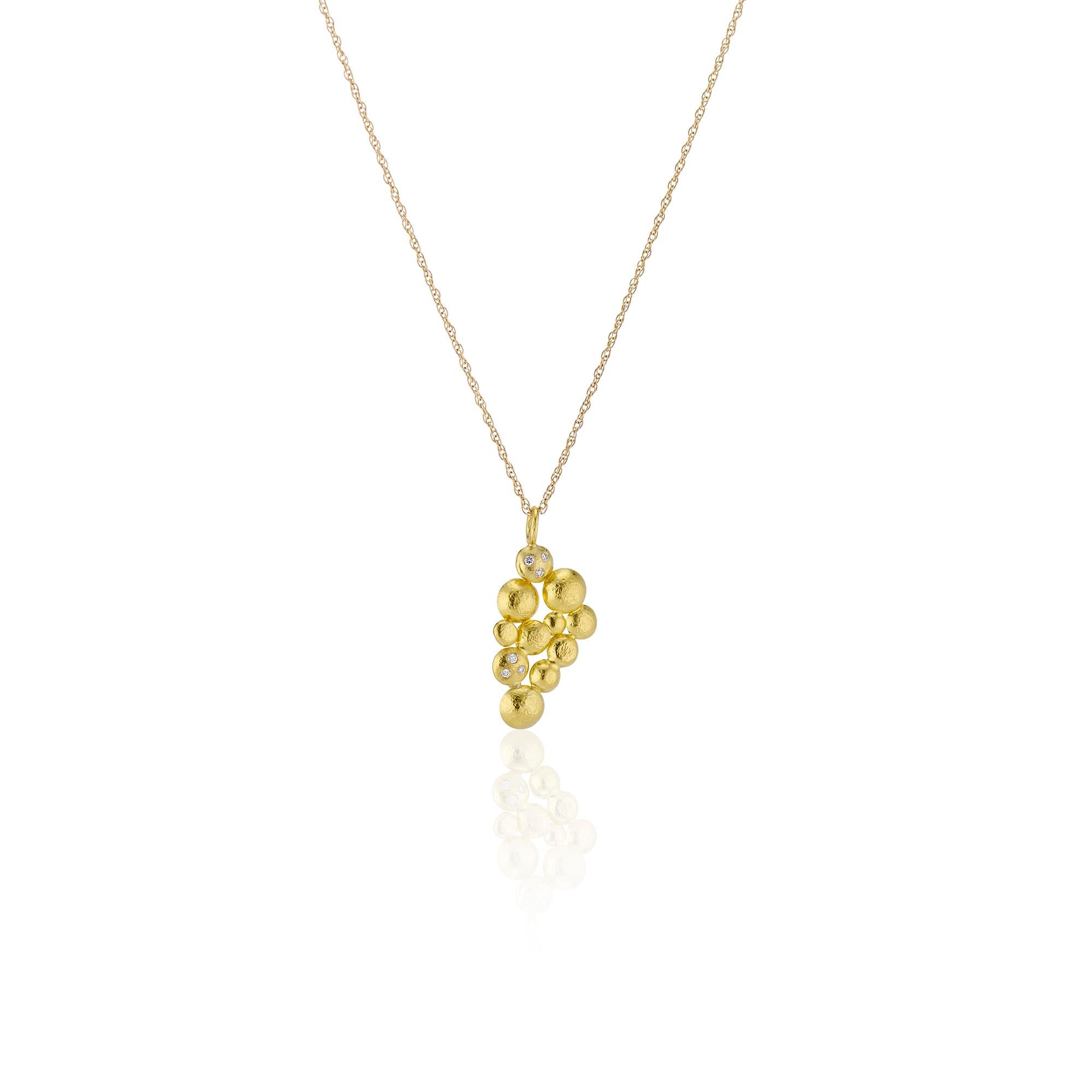 Round Cut Deborah Meyers Experience Diamonds, Gold, Grapes Cluster Charm Pendant Necklace