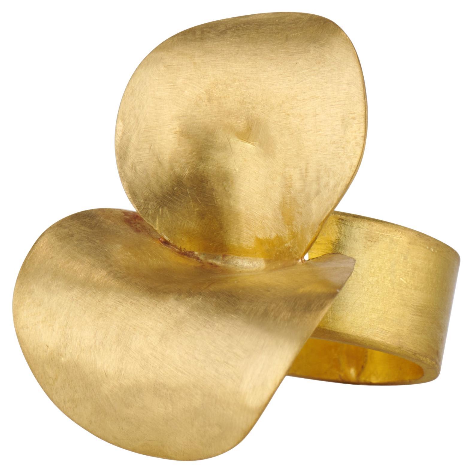 Deborah Meyers Sculptural Contemporary Gold Cocktail Ring For Sale