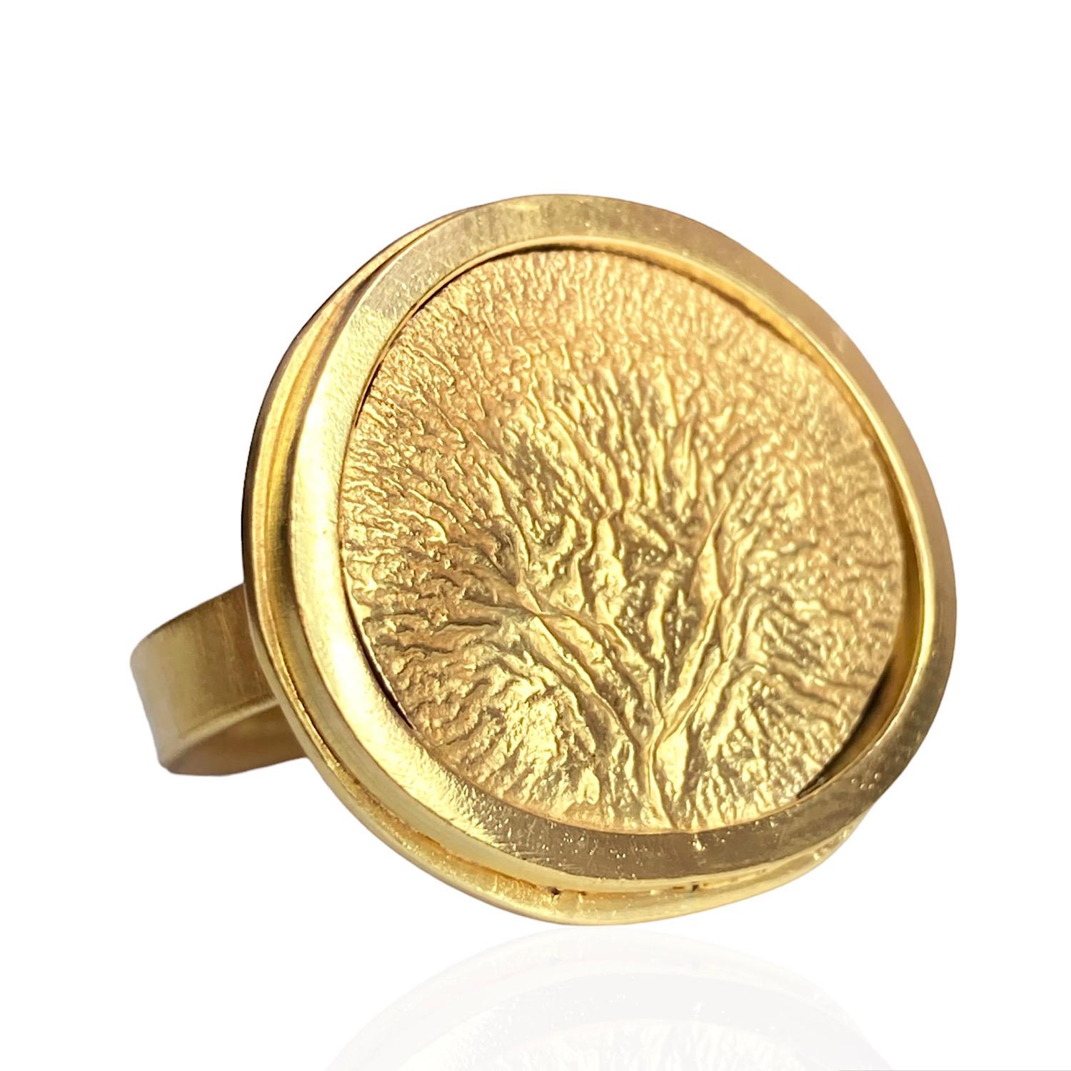 Contemporary Deborah Murdoch 18kt Gold Vermeil Tree Of Life Ring For Sale