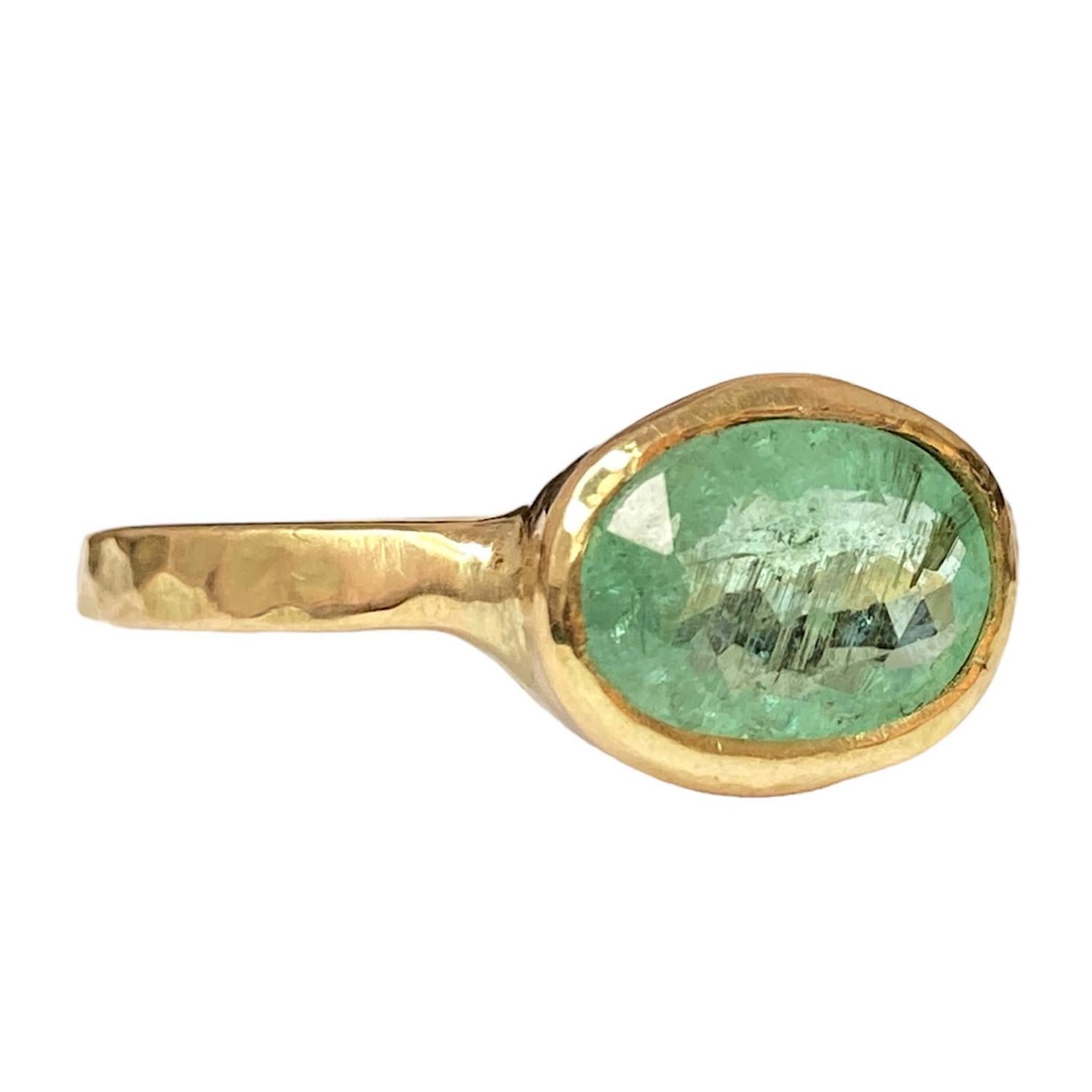 Contemporary Deborah Murdoch 18kt Yellow Gold 2.0ct Green Paraiba Ring For Sale