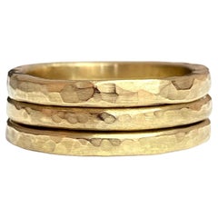 Deborah Murdoch 18kt Yellow Gold Triple Textured Ring Set