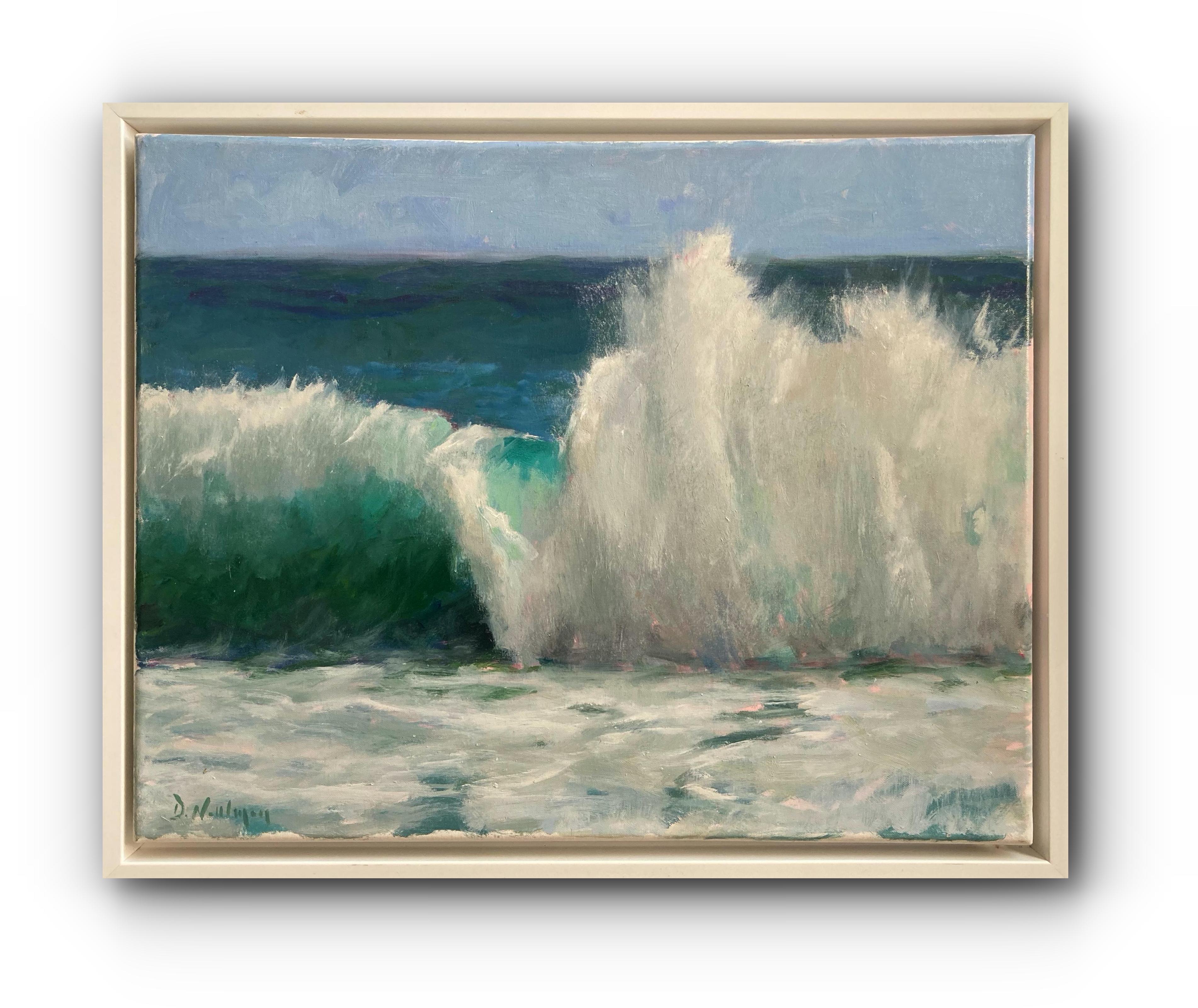Deborah Newman Landscape Painting - Wave (Framed Contemporary Seascape Painting)